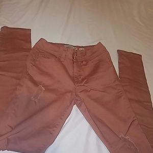 Pink denim ripped jeans